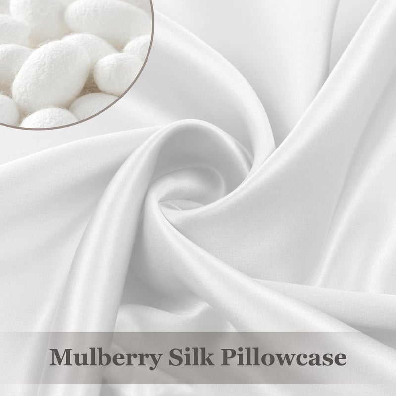 Adubor 100% Silk Pillowcase - Mulberry Silk Pillow Cases, 23 Momme 6A Grade Fibers, Silk Pillow Cases for Hair and Skin Health, with Hidden Zipper (King 20''Ã—36'', White, 1PC) - Image 3